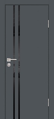 Дверь межкомнатная матовая P-11, стекло лакобель черный (графит)