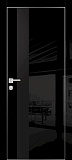 Межкомнатная дверь HGX-10 глянцевая, стекло MATELAC, с кромкой ALU (черный глянец)