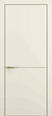 Квалитет К-10, гладкая дверь с молдингом, с золотой кромкой Alu Gold, цвет - матовый крем
