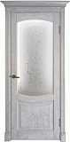 Межкомнатная дверь Классика-1, массив дуба, дверь остекленная (белый/серебро)