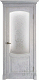 Классика-1, массив дуба, дверь остекленная (белый/серебро)