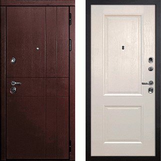 Дверь входная С-2/Панель экошпон PSU-28, металл 1.5 мм, 2 замка, орех премиум/бланжевое дерево