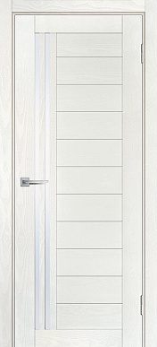 Дверь экошпон Лайт-13.1, со стеклом сатинат светлый (ясень белый)