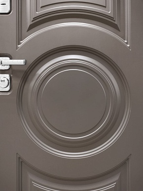 Дверь входная с зеркалом Плаза-177/Панель PR-71Z, металл 1.5 мм, 2 замка KALE, коричнево-серый/сандал белый
