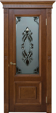 Империал-3, массив кавказского дуба, дверь остекленная (бренди)