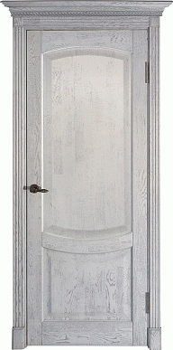 Классика-1, массив дуба, дверь глухая (белый/серебро)