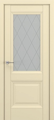 Классика Венеция, багет B2, дверь со стеклом (матовый крем)