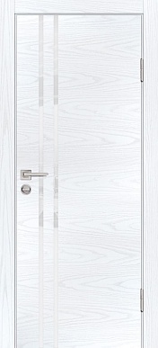 Дверь межкомнатная экошпон P-11, стекло лакобель белый (дуб скай белый)