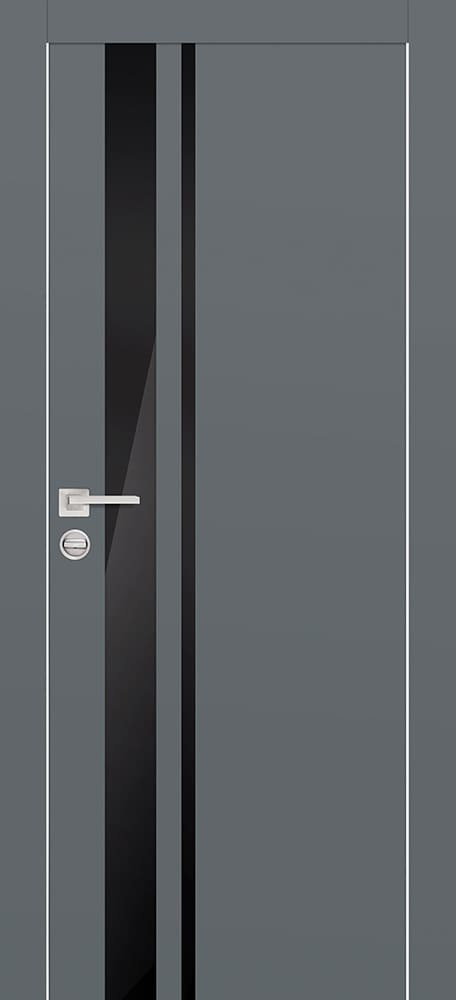 PX-16, гладкая матовая дверь со стеклом, кромка ALU (графит)