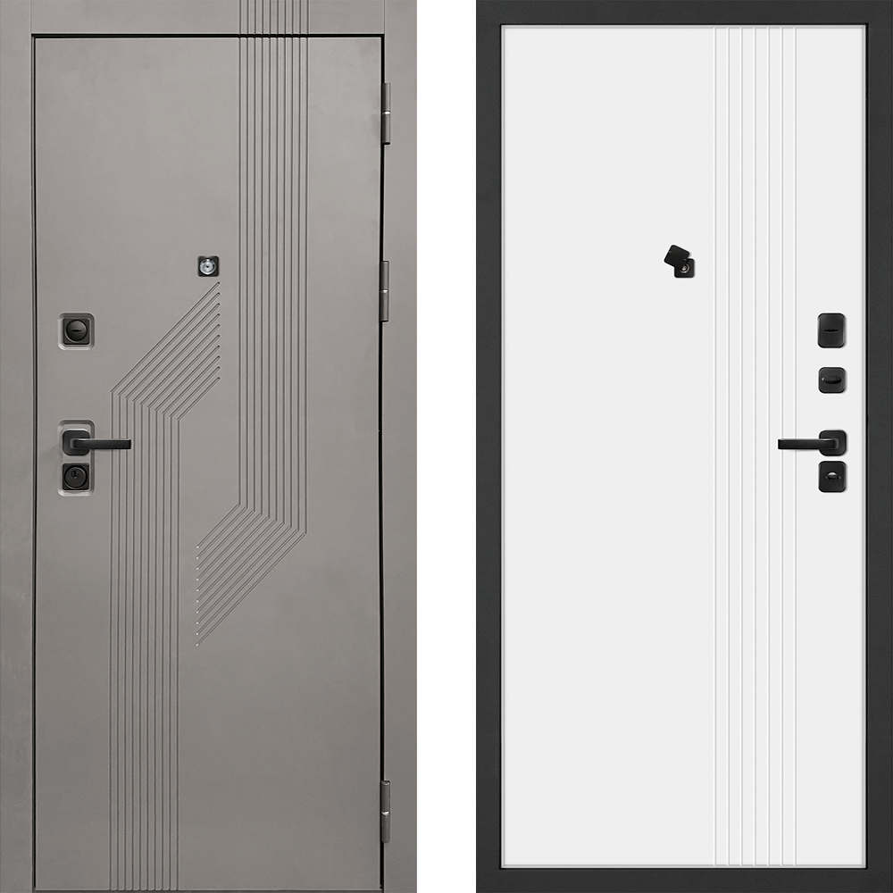 Дверь входная Грей, коричнево-серый/белый