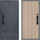 Дверь входная Скандинавия с электронным замком, бетон антрацит/эвкалипт тасманский