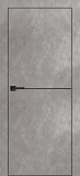 Межкомнатная дверь PX-19, дверь под бетон c молдингом, черная кромка ALU Black (серый бетон)