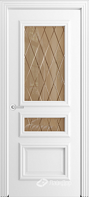 Межкомнатная дверь ДО Агата, стекло Лондон (эмаль белая)