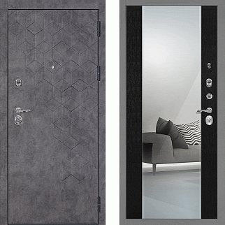 Дверь входная Тетра-126/PR-71Z с зеркалом, бетон темный/венге