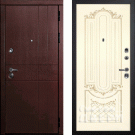 Дверь входная С-2/Панель эмаль Смальта-13, металл 1.5 мм, 2 замка, орех премиум/слоновая кость Ral 1013, патина золото