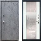 Дверь входная Соната-61 с зеркалом, бетон темный/шагрень белая