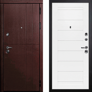 Дверь входная С-2/Панель ПВХ Техно-708, металл 1.5 мм, 2 замка, орех премиум/белый
