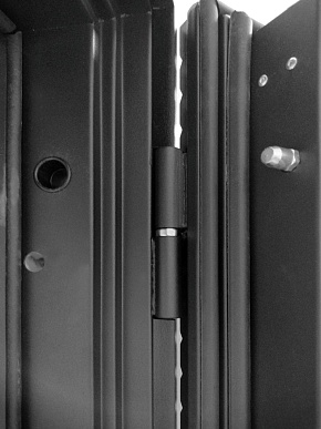 Дверь входная с черной ручкой Галактика-173/Гладкая панель ПВХ, 2 замка, черный/графит