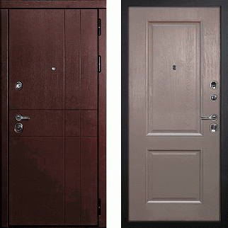 Дверь входная С-2/Панель экошпон PSU-28, металл 1.5 мм, 2 замка, орех премиум/каменное дерево