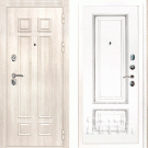 Дверь входная Гера-2/Панель эмаль Смальта-08, металл 1.5 мм, 2 замка KALE, дуб Филадельфия крем/белый Ral9003, патина серебро