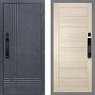 Дверь входная Скандинавия/Техно-708 с электронным замком, бетон антрацит/капучино