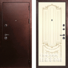 Дверь входная C-3/Панель эмаль Смальта-13, металл 1.5 мм, 2 замка, медный антик/слоновая кость Ral1013, патина золото