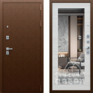 Дверь входная Техно М с зеркалом, медный антик/акация светлая