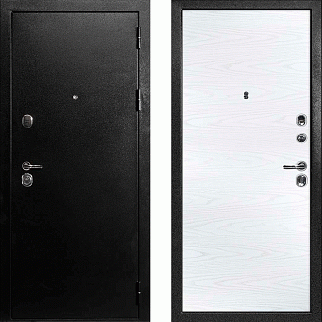 Дверь входная С-1/Гладкая панель экошпон, металл 1.5 мм, 2 замка, титан/дуб скай белый