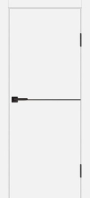 Дверь межкомнатная гладкая матовая P-19, черный молдинг (белый)