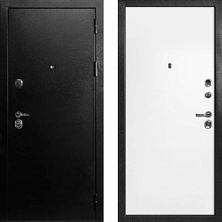 Дверь входная С-1/Гладкая панель ПВХ, металл 1.5 мм, 2 замка, титан/белый