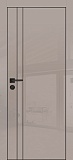Межкомнатная дверь HGX-20 глянцевая, с черным молдингом, с черной кромкой ALU Black (глянец латте)