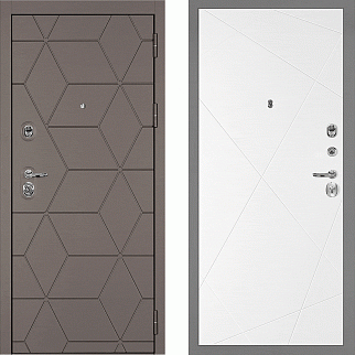 Дверь входная Тетра-181/PR-103, коричнево-серый/белый