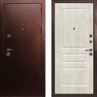 Дверь входная С-3/Панель экошпон Версаль-2, металл 1.5 мм, 2 замка, медный антик/дуб седой