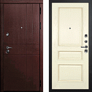 Дверь входная С-2/Панель шпон Фрейм-03, металл 1.5 мм, 2 замка, орех премиум/ясень бисквит