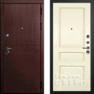 Дверь входная С-2/Панель шпон Фрейм-03, металл 1.5 мм, 2 замка, орех премиум/ясень бисквит