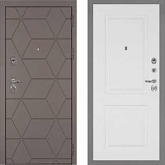Дверь входная Тетра-181/PR-180, коричнево-серый/белый