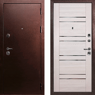 Дверь входная С-3/Панель экошпон PSK-1, металл 1.5 мм, 2 замка, медный антик/ривьера крем