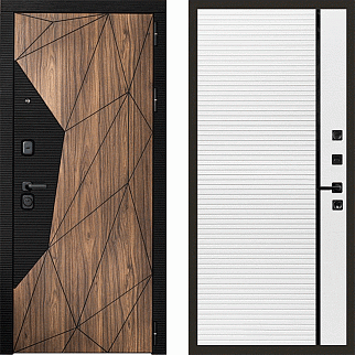 Дверь входная Гранд Премьер-114, орех каньон/шагрень белая