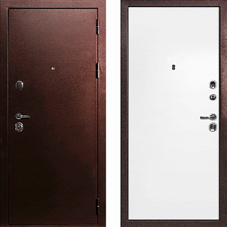 Дверь входная С-3/Гладкая панель экошпон, металл 1.5 мм, 2 замка, медный антик/дуб скай белый
