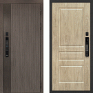Дверь входная Ривьера/Версаль-2 с электронным замком, дымчатый камень/дуб песочный