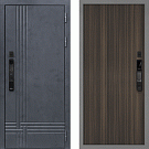 Дверь входная Скандинавия с электронным замком, бетон антрацит/эвкалипт африканский