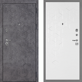 Дверь входная Тетра-126/PR-126, бетон темный/белый