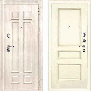 Дверь входная Гера-2/Панель шпон Фрейм-03, металл 1.5 мм, 2 замка KALE, дуб Филадельфия крем/ясень бисквит