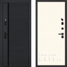 Дверь входная с черной ручкой Галактика-173/Гладкая панель ПВХ, 2 замка, черный/магнолия