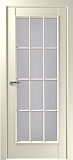 Межкомнатная дверь Неаполь-S, дверь со стеклом Английская решетка (матовый крем)