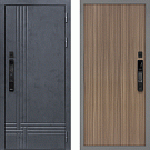 Дверь входная Скандинавия с электронным замком, бетон антрацит/эвкалипт испанский
