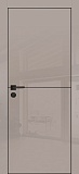 Межкомнатная дверь HGX-19 глянцевая, с черным молдингом, с черной кромкой ALU Black (глянец латте)