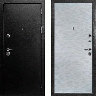 Дверь входная С-1/Гладкая панель экошпон, металл 1.5 мм, 2 замка, титан/дуб скай серый