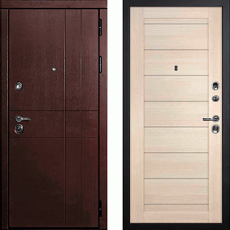 Дверь входная С-2/Панель экошпон Техно-708, металл 1.5 мм, 2 замка, орех премиум/капучино