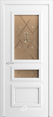 Межкомнатная дверь ДО Агата, стекло Прима (эмаль белая)